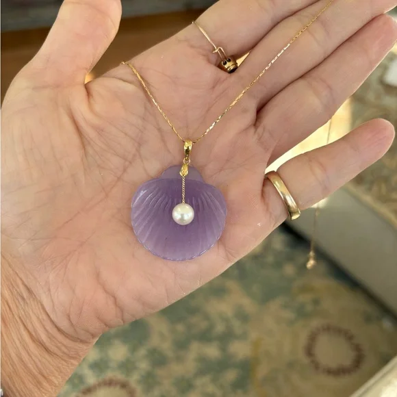 14K gold jade pendant necklace